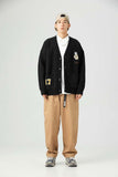Unisex Sweater Autumn Affixed Cloth Embroidered Cardigan Sweater