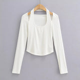 Women's T-Shirt Top Women's Slim-Fit Short Knitted T-shirt