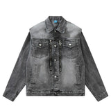 Men Denim Jacket Washed Distressed Denim Jacket Workwear Jacket