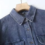 Women T-Shirt 2 Vintage Distressed Oversize Casual Denim Jacket Coat for Women