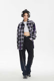 Unisex Jacket Fall Plaid Stitching Shirt Women's Clothing