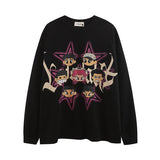 Men Long Sleeve Shirt Cartoon Long Sleeve Bottoming T-shirt Men and Women Vibe Idle Style Loose