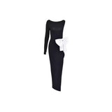 Women Dresses Long Sleeve Bowknot Formal Dress Women's Clothing Dress