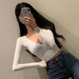 Women Long Sleeve Shirt V-neck Short Sleeve Tight Top for Women Short Bottoming Shirt