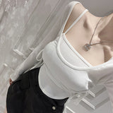 Women Long Sleeve Shirt Camisole Upper Clothes Long Sleeves T-shirt Women
