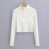 Women T-shirt Autumn and Winter Long Sleeves Knitted Top Women's T-shirt Solid Color Bottoming Shirt