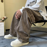 Men Sweatpants Embroidered Corduroy Pants Men's Loose Straight