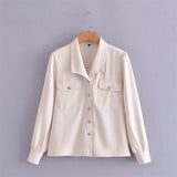 Women T-Shirt Retro V-neck Long Sleeve Shirt Women's Autumn