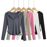 Women T-Shirt Sleeve Hooded T-shirt Women's Spring and Autumn Korean Style Short
