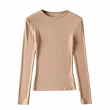 Women T-shirt Fall Women's Clothing Bottoming Shirt round Neck Long Sleeve T-shirt for Women