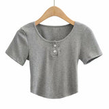 Women T-shirt Summer round Neck Short Sleeves Slim Fit Women T-shirt