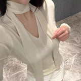 Women's Long Sleeve Shirt V-neck Sweater Top