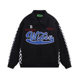 Men Cotton Padded Jacket Coat Racing Suit Cotton-Padded Coat Men's Fall Winter Coat Towel Embroidery Letters