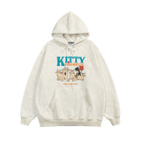 Men Hoodie Cartoon Animation Kitten Print Sweater
