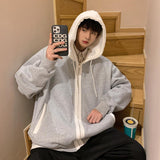 Men Hoodie Cardigan Sweater Men's Spring and Autumn Loose Autumn Coat