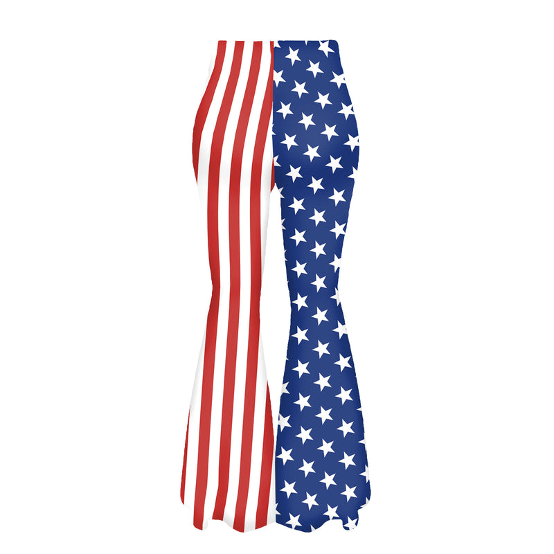 National Flag Day Leggings Summer Women's Independence Day Bell-Bottom Pants Striped Casual Leggings