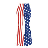 National Flag Day Leggings Summer Women's Independence Day Bell-Bottom Pants Striped Casual Leggings