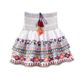Women Skirt Summer Women's Contrast Color Embroidery Top and Skirt