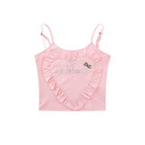 Women Vest Letter Rhinestone Strap Girls Slim Bottoming