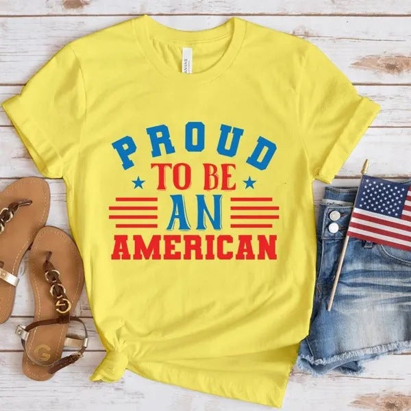 Women's Independence Day T Shirt Printed Pattern round Neck Short Sleeve T-shirt Women's Top