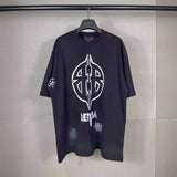 Men T-shirts Double B hand-painted graffiti worn old short-sleeved T-shirts loose and casual