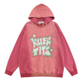 Men Hoodie Tie-Dye Gradient Hooded Sweater Inkjet Letter Printing Loose