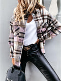 Plaid Trench Coat Autumn and Winter Long Sleeve Plaid Coat