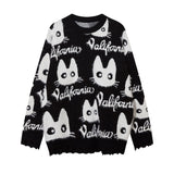 Men Long Sleeve Shirt Five-Pointed Star Contrast Color Jacquard Sweater for Men and Women Idle Style Couple Sweater