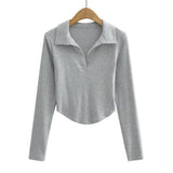 Women T-Shirt Spring Long Sleeve Polo Short T-shirt