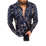 Men Shirt Fall Men's Clothing Chain Long Sleeve Shirt