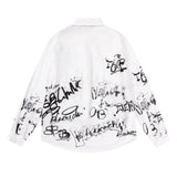 Men Long Sleeved T Shirt Letter Printed Long Sleeve Shirt Men's Casual Loose Lapels Shirt