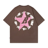 Men T Shirt Vintage Letter Print Street Style Casual Couple Short Sleeve T-shirt