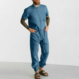 Men Pant Casual Suit Summer Short-Sleeved One-Piece Overalls