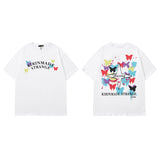 Men T Shirt Vintage Printed Short Sleeve Men's and Women's Loose Distressed T-shirt