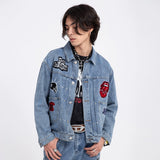 Men Denim Jacket Men's Spring and Autumn Loose Washed-out Denim Clothes Jacket