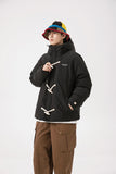 Unisex Hoodie Women's Ancient Horn Button Cotton-Padded Coat