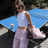 Women Cargo Pants Autumn and Winter Retro Style Printed Jeans