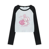 Women Long Sleeve T-Shirt Long Sleeve T-shirt for Girls Fall Color-Blocking Casual Short