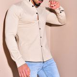 Men Shirt Solid Color Fashion Men's Autumn Long-Sleeved Cardigan Personality