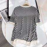 Women T-Shirt Short Sleeve round Neck T-shirt Women's Knitwear Summer