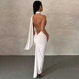Women Dresses Sleeveless Backless Sexy Tight Ruffle Hip Dress