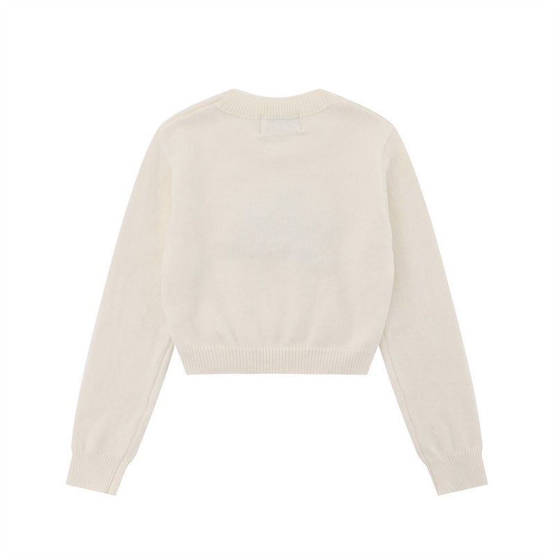 Women Sweater Short Sweater Casual Girl round Neck Long Sleeve Spring and Autumn