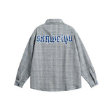 Unisex Jacket Autumn Leisure Plaid Letters Shirt