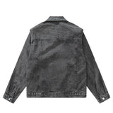Men Denim Jacket Washed Distressed Denim Jacket Workwear Jacket