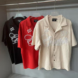 Mixed Emotion T-Shirt Embroidered polo shirt lapel casual loose short sleeve