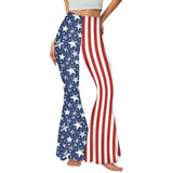 National Flag Day Leggings Summer Women's Independence Day Bell-Bottom Pants Striped Casual Leggings