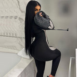 Women Jumpsuit Fashion Stitching Long Sleeve Sports Yoga Jumpsuit