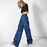 Women Cargo Pants Jeans Women's Spring and Autumn Straight-Leg Pants Loose Casual Pants