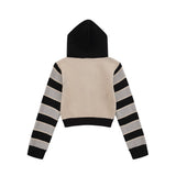 Women Sweater Short Hood Knitted Autumn Casual Zipper Sweater