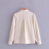 Women T-Shirt Retro V-neck Long Sleeve Shirt Women's Autumn